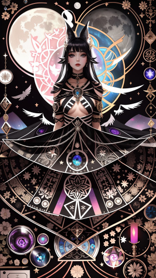 in love, dark elves. ?????????soror ??mystica ??occult dmt?dream ??goddess of Love???moon, key, starry,sprout, secrets, heart. 100mm wide lens??????????: long wavy hair, full dark lips, Smoky eyes, BREAK, Setting: Room with black color, Broken glass,multicolored neon crystals, BREAK, bodypaint: Polychromatic geometric patterns, Torso cover, Arms and legs, BREAK, Accessories: Chrome-plated chains with torn body, Silver Choker, black feathered white black wings, Naked, Topless, naked body,BREAK, the pose: on a bed, looking forward, truth, Magic, Magic, wolf ears, Wolf, up close, northern lights, spectrum