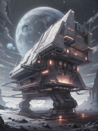 <lora:LunarPunkAI:1> LunarPunkAI, geometric, rectangular, glossy, reflective, open crater, monolith, night, stars in the background, detailed, intricate <lora:more_details:0.6>