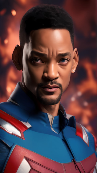 . .Tarantino style Will Smith as Captain America 8k, high definition, detailed face, detailed face, detailed eyes, detailed suit, in style of marvel and dc, hyper-realistic, + cinematic shot + dynamic composition, incredibly detailed, sharpen, details + superb details + evening with light + perfectionism + award winning realism ((moody lighting))