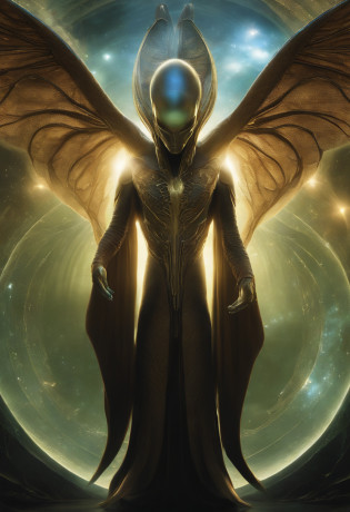 Um mago alien, alien possesses incredible humanoid characteristics, with facial features that recall the beauty of the human being, mas com um exuberante, Pointed elf ear that gives him an even more enigmatic appearance.

Master in alchemy, alien magician, who adapts instantly to the conditions of the environment;, making it invisible when needed. He uses alien cybernetic implants that fuse with his body organically, allowing it to connect directly to the intergalactic information network.

Inside the healing alien light chamber, the Prismatic Xenomorph experiences a transcendental transformation, as your consciousness expands beyond the boundaries of space and time. He unlocks the secrets of the multiverse through his almond pupil, which becomes a portal to other dimensions.

Enquanto isso, Your alien companion, um ser de energia pura e serenamente transparente, observa a cena, emanating an aura of calm and cosmic wisdom.

While the Prismatic Xenomorph connects with the ancestral wisdom of its alien people, The lab itself comes to life, with ever-changing fractal geometry and moving holographic landscapes, creating a truly surreal and enigmatic environment.

In this alien setting, The impossible becomes possible, and the boundary between reality and science fiction dissolves into a cosmic dance of color, sons e ideias, Challenging all conventional notions
