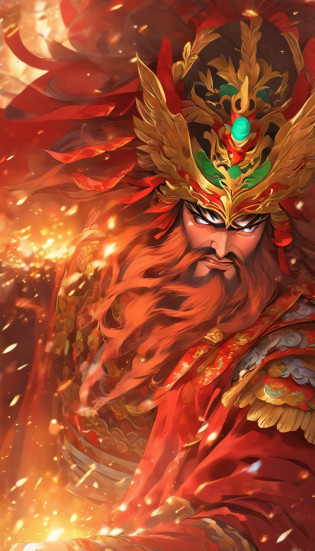 China-style?Chinese drama?Peking Opera costumes?Guan Yu costume?Drama Facebook?Red face??? the scene is?super-fine?ultra�-�detailed?high qulity?8K ?Sharply focus the eyes?highly detailed surreal vfx?oc rendered? - AR 16:9 --q 2 --s 1000