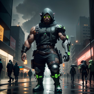 robotic left arm, robotic arm, mechanical futuristic arm, tencological arm, mecha arm, metal preto, fios, cabos de energia, tela lcd, futurista, neon verde, NEON VERDE, ((NEON VERDE)), metal negro, black iron, realista, scifi, futurista, robotic human arm, lifelike lighting, 8k
