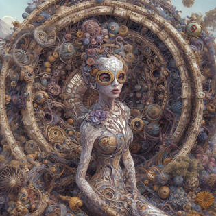Wantz monster design?intriguing?High color saturation?swirles?Hyper-realistic, Ultra-detailed?Ultra-stereoscopic?MuCoi?Drip style - paint - 1900?tentaculata?round eye?Digital art by Ray Caesar and Hannah Hch and Stephen Burrows, A beautiful young woman in action pose, centered in frame, Wide shot, Lively breasts, Mask, Pop surrealism, neo-dada, Spectacular, spectacle, Masterpiece, Private collection, Featured collections, behans, a 3D render, Cracked clay, Gothic, Bright colors, Supersaturation, Depth, spirals, fibonacci sequence, shells, Flowers, gear wheel, tunnel, surreal environment, Fractal geometry, game assets, City scene, Modern makeup, Long eyelashes, Rain drops, Chiffon dress, Rococo, bangle, Punk rock, Subversive art, Dirty, Dirt, Skiff, Mid-cut jeans, Specular highlights, Pondering, ambient occlusion render, Detailed, Parade Square, ((isoline)), armature, Detailed, elaborate, complex, Desert, Mountains, Cart, The Car, Stormy sky, Moonlight