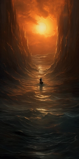 You are dark water, under you the miles seem to have drowned all the suns in you --ar 1:2 --s 300 --q 3 --v 5. 1