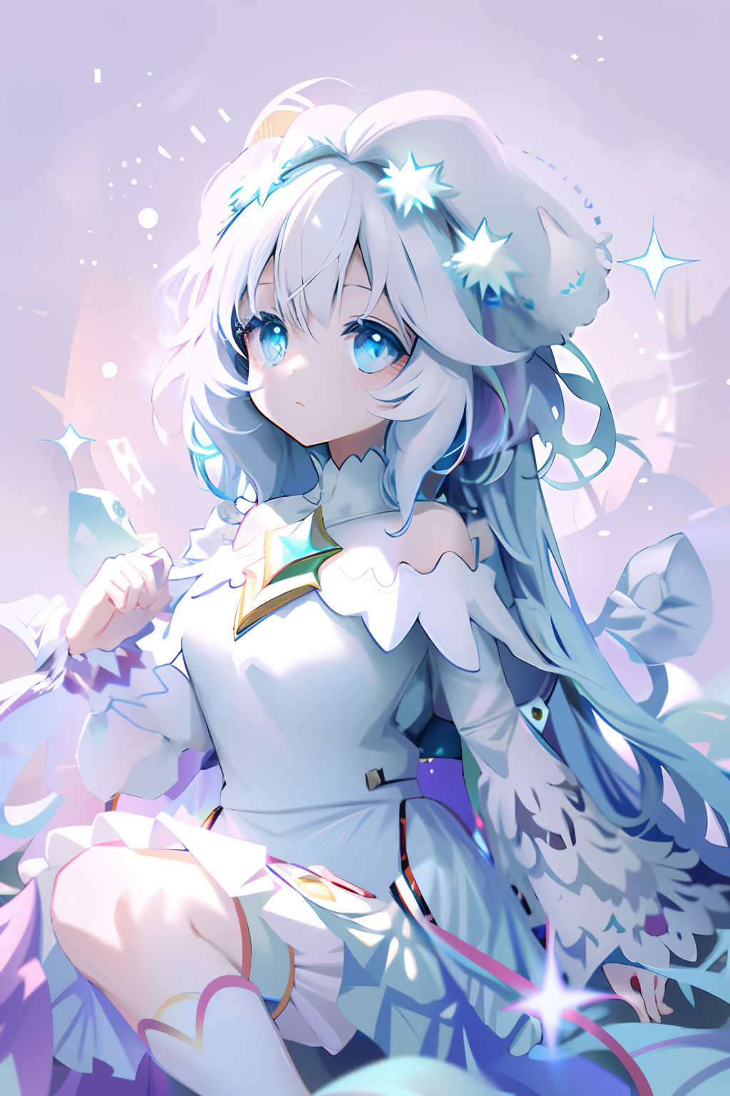 A cartoon of a woman with long white hair MeinaMix